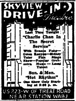 Sky Drive-In Theatre - Old Ad As Skyview From Michigan Drive-Ins